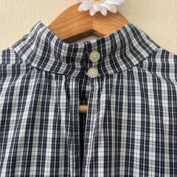 Everlane tiered mock neck dress in ice blue plaid. - Picture 6 of 6